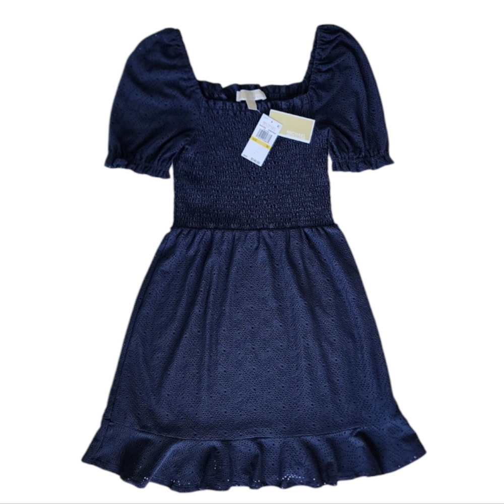 MICHAEL Michael Kors Midnight Blue Paisley Eyelet Dress Size M